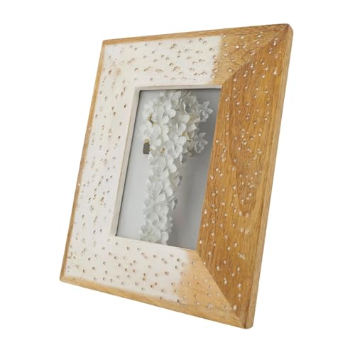 Fennco Styles Stylish Ivory Distressed Wood Photo Frame for Tabletop, Home Décor, Photo Gallery, Holidays and Weddings, 5" W X 7" L