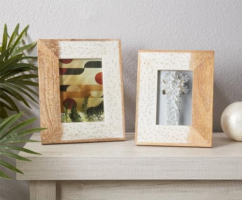 Fennco Styles Stylish Ivory Distressed Wood Photo Frame for Tabletop, Home Décor, Photo Gallery, Holidays and Weddings, 5" W X 7" L