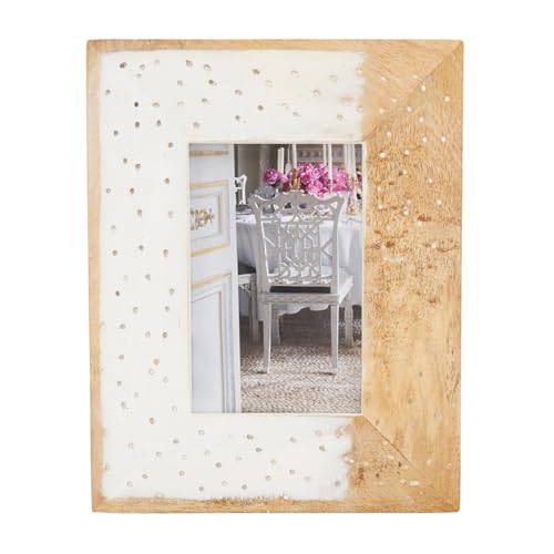 Fennco Styles Stylish Ivory Distressed Wood Photo Frame for Tabletop, Home Décor, Photo Gallery, Holidays and Weddings, 5" W X 7" L